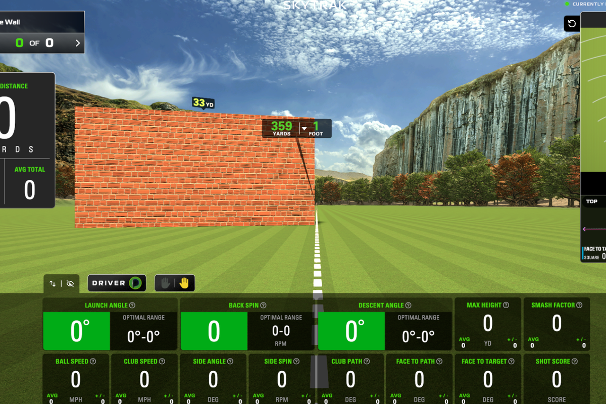 SKYTRAK "The Wall" Improvement Range practice drill — indoor golf simulator training range designed by GOLFTEC