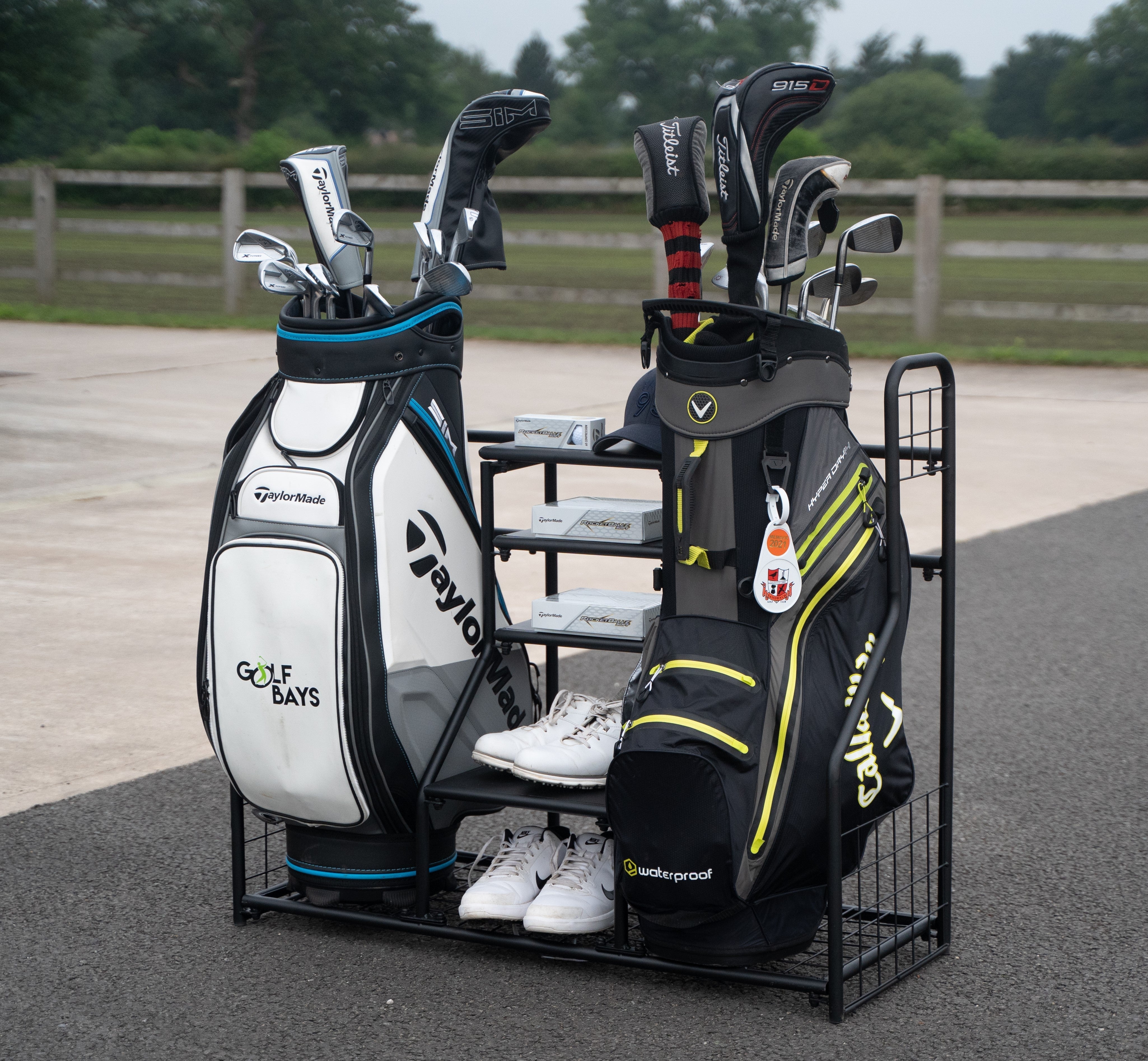GolfBays Dual Bag Display Storage Organizer
