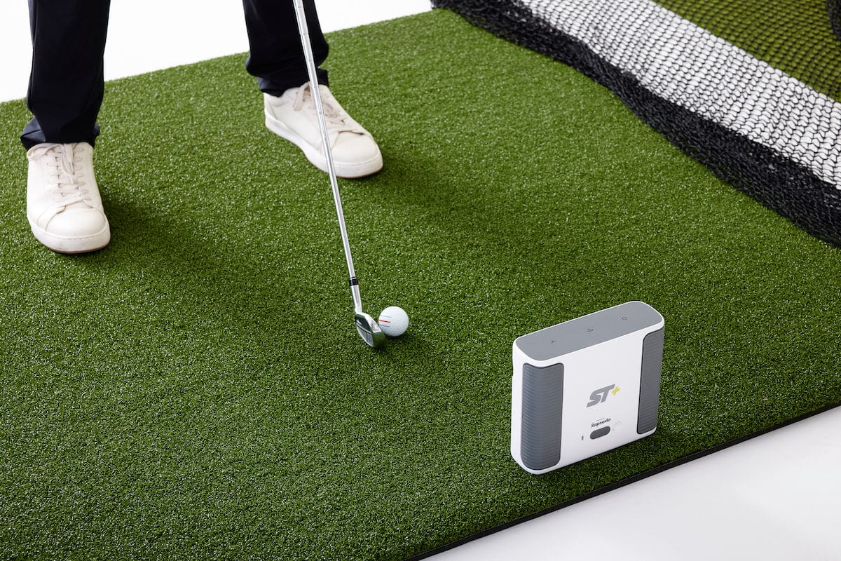 SKYTRAK 5x5 hitting mat paired with return net using the ST+ Launch Monitor