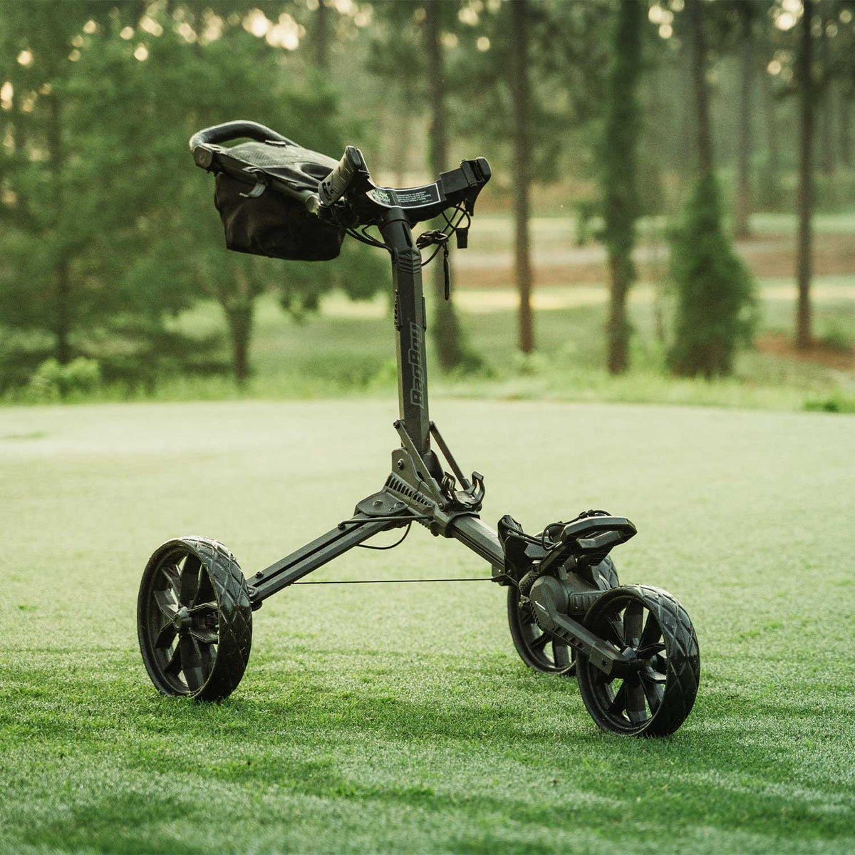 Bag Boy Nitron golf cart, black and slate, wide view