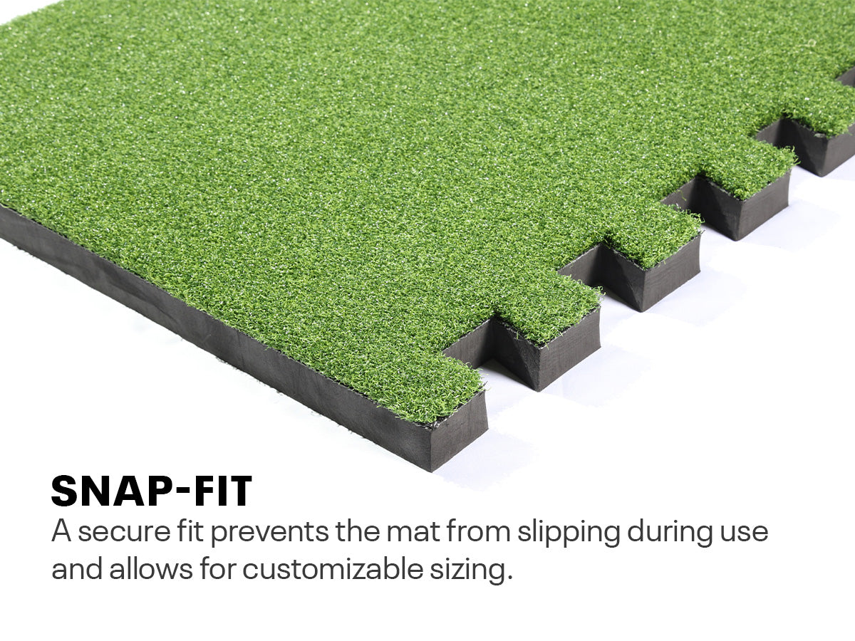 Snap-fit mat design prevents slipping and allows customizable sizing 